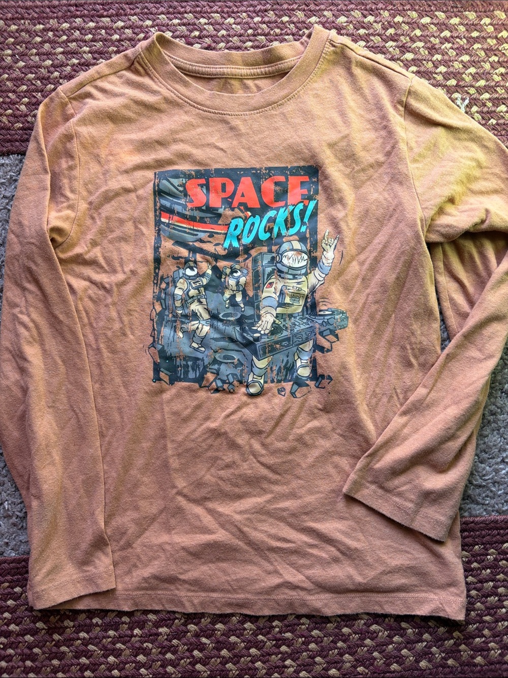 Cat & Jack Rust Orange 'Space Rocks!' Astronaut Graphic Long Sleeve Tee
